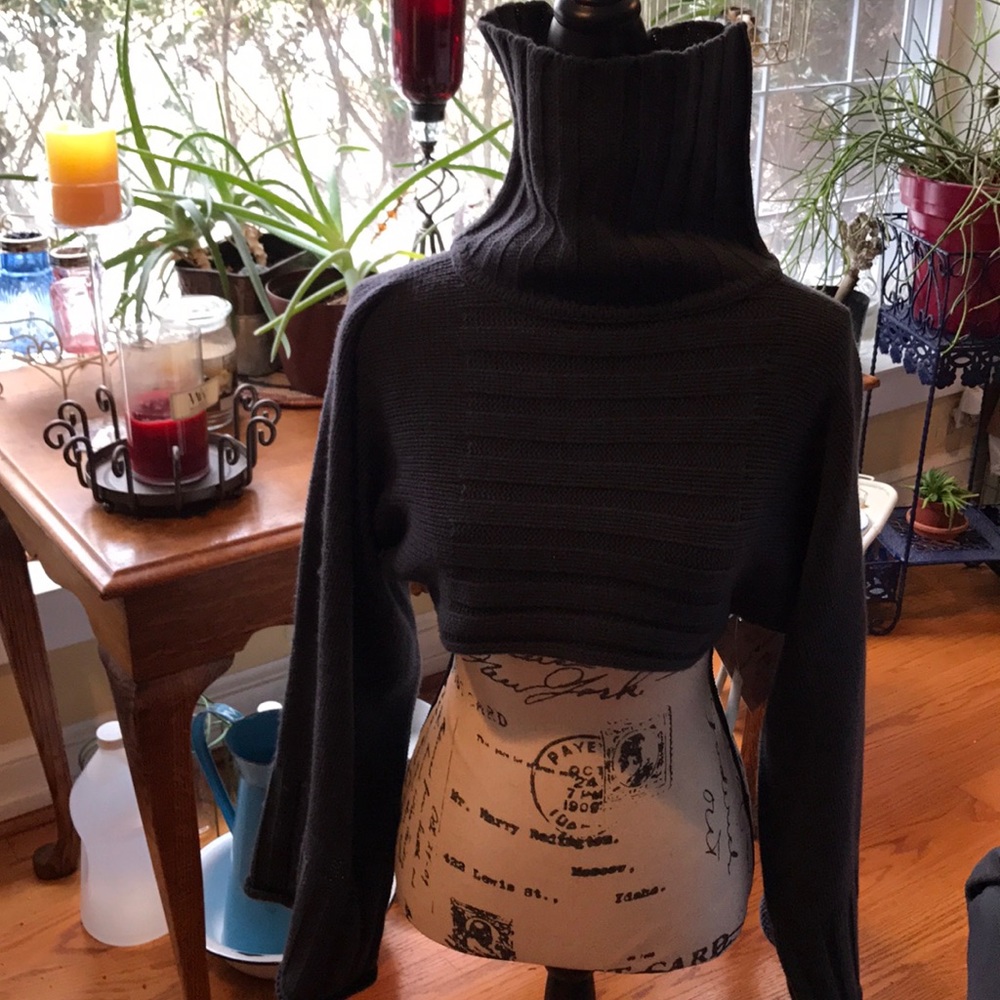 Turtle neck cowl neck pullover wrap/shrug